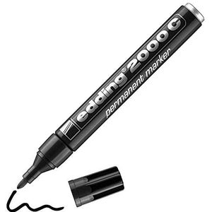 edding 2000 C permanente marker, zwart, 1 pen, ronde punt, 1,5-3 mm, sneldrogend, water- en veegbestendig, voor karton, kunststof, hout, metaal, universele marker