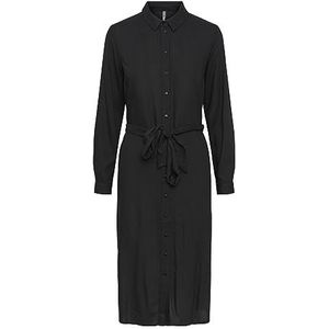 PIECES Dames PCCAMMIE LS MIDI Shirt Dress NOOS BC jurk, zwart, S