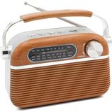 FISHTEC - Vintage Retro Design - Draagbare Radio - Hout/RVS - USB/MP3/Micro SD Speler