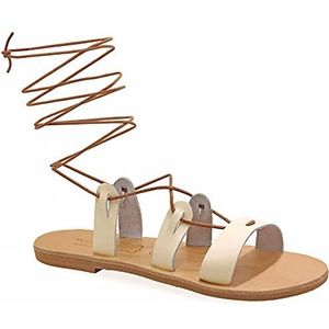 38 White Emmanuela Calf High Leather Sandalen in Oude Griekse stijl, handgemaakte gladiator bindingandalen, hoge kwaliteit riem zomer schoenen lace-up sandalen met open tenen