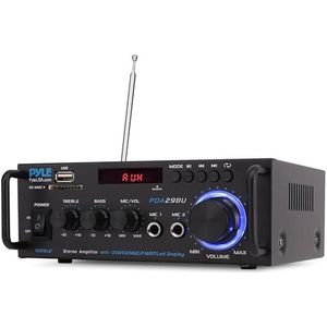Pyle Draadloze Bluetooth Audioversterker - 200W - Audio Stereo Versterker Systeem - RCA, USB, SD - Microfooninvoer - FM-radio - voor Home Cinema via RCA - Studiogebruik