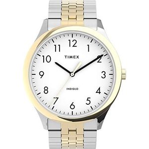 Timex Easy Reader Herenhorloge, 40 mm, tweekleurig, Timex Modern herenhorloge, gemakkelijk leesbaar, 40 mm