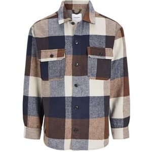 JACK&JONES PLUS Heren Jjebradley Ollie Overshirt Ls Noos Pls Hemdjas, Navy Blazer/Checks: checks, 3XL