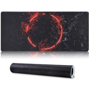 Jahosin Grote gaming-muismat met gestikte randen, verlengde muismat met antislip natuurlijke rubberen basis voor gamer/desktop/kantoor/thuis-90x40 firering