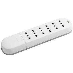 BTICINO Stekkerdoos Slim 6 stopcontacten bypass 10/16 A, meervoudige stekkerdoos zonder kabel, tweewaardige stopcontacten compatibel met alle Italiaanse stekkers, ruimtebesparend, robuust en veilig,