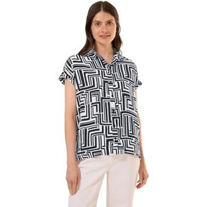 Cecil - Gedessineerde Overhemdblouse - Blauw - Luchtige Pasvorm