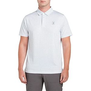 PGA Heren S/S Gedrukt Polyester Polo-Vocht Wicking Shirt, Wit, XXL