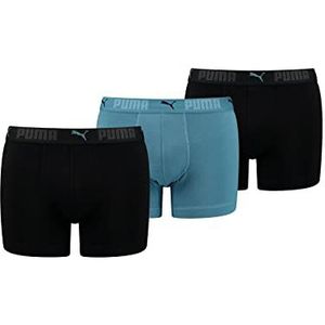 PUMA Heren Sport Cotton Long 3 Pack Boxer Briefs, Blauw/Zwart, L, blauw/zwart., L