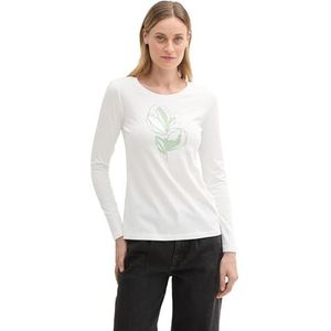 TOM TAILOR T-shirt met lange mouwen voor dames, 10315 - Whisper White, XXL