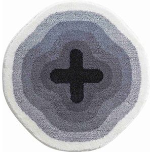 Grund Design badmat KARIM RASHID, Ultrazacht en absorberend, Antislip, 5 jaar garantie, KARIM 03, Badmat 90 cm rond, Grijs