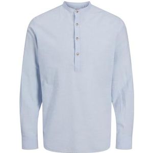 JJESUMMER Half Placket Shirt LS SN, Chambray Blue, M