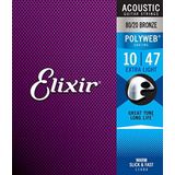 Elixir® Strings 80/20 bronzen snaren voor akoestische gitaar met POLYWEB®-Coating, extra licht (.010-.047)