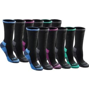 Dickies Dri-tech Moisture Control Crew Sokken voor dames, multipack (verpakking van 12), Zwart Assortiment (12 paar), Shoe 5-7