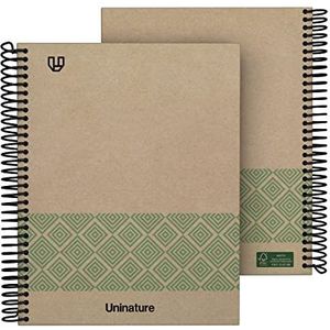 Unipapel | 100% gerecycled A5-notitieboek, 80 vellen, geruit, 4 x 4, 90 g, hardcover, groen, Uninature Concept, FSC-gerecycled, 100%