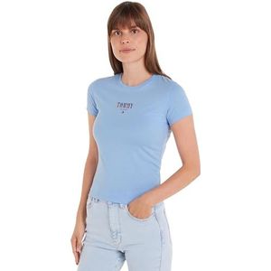 Tommy Jeans Dames TJW Slim ESSNTL Logo 1 TEE EXT, Matig Blauw, 3XL, Matig blauw, 3XL grote maten tall