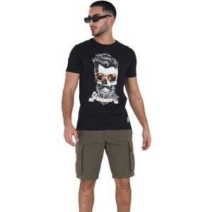 Brave Soul Heren T-shirt met korte mouwen en kraag, met doodskop-print, zwart, maat XL, Zwart, XL