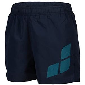 Arena Boys' Beach Short Logo R Swim Trunks Unisex - Kinderen en Tieners, marineblauw/turquoise, 10-11 Jaar