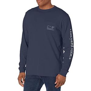 vineyard vines Heren T-shirt met lange mouwen walvismotief, Blauwe blazer, M