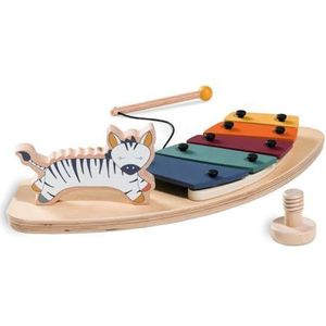 Hauck Xylofono Montessori Montessori Speelgoed voor baby's, 1 jaar, van FSC®-hout, hand-oogcoördinatie, compatibel met speeltablet voor Alpha Plus en Beta Plus, zebra