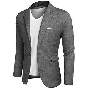 Coofandy Heren Casual Suit Blazer Jassen Lichtgewicht Sport Jassen Eén Knop, 1 - Donkergrijs, L