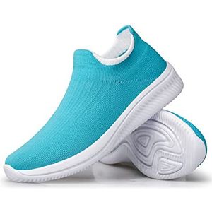 vibdiv Womens Trainers Sok Sneakers Wandelschoenen Flats Lichtgewicht Comfortabel, Blauw 38 EU