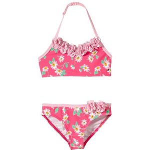 Tommy Hilfiger Tankini voor meisjes, meerkleurig (679 Shocking Pink-pt/Multi), 104 cm