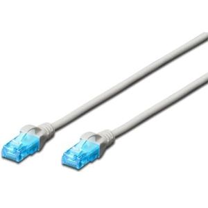 DIGITUS LAN kabel Cat 5e - 2m - CCA netwerkkabel met RJ45 - U/UTP niet afgeschermd - compatibel met Cat-6 & Cat-5 - grijs