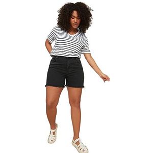 TRENDYOL Trendyol dames shorts en bermuda shorts grote maten regular fit skinny plus size broek dames, zwart., 46 Grote maten