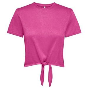 ONLY Dames Onlamber Life S/S Glitter Knot Top JRS, Fuchsia Fedora, M