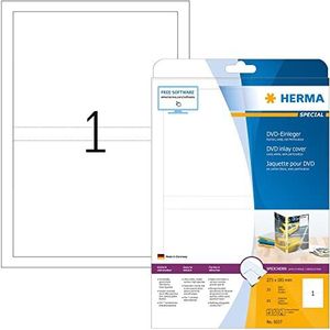 HERMA 5037 CD DVD inzet voor juwelendoosje hoezen A4 (273 x 183 mm, 25 velles, karton) geperforeerd, bedrukbaar, klinknagel klevende papieren omslag, 25 inlegger, wit