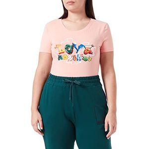 Love Moschino Dames Tight-Fitting Korte Mouwen met Graffiti Print T-shirt, roze, 38