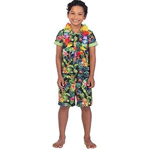 amscan Childs Hawaiian Bloem Jongens Zwart Hawaii Hula Set Fancy Dress Kostuum, Multi Gekleurd op zwarte achtergrond
