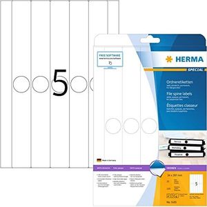 HERMA 5165 robuuste etiketten voor hangmappen A4 ondoor, kleine/lange set van 32 (34 x 297 mm, 800 vellen, papier, mat) zelfklevend, bedrukbaar, permanente klevende rugelabels, 4.000 etiketten, wit