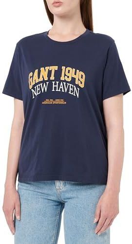 GANT Shirt  donkerblauw / geel / wit