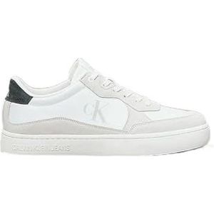 Calvin Klein Jeans Heren Classic Cupsole Iconic Nylon YM0YM01100 Sneakers, Wit (Bright White/Green Palm), 10 UK, Witte Heldere Witte Groene Palm, 42.5 EU