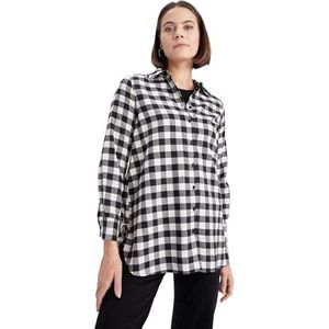 DeFacto Lange overhemden met lange mouwen tuniek overhemden (zwart, XL), zwart, XL