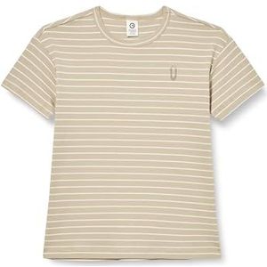 by Green Cotton Jongens Stripe Rib S/S T T-shirt, Desert Green/Balsem Cream, 122 cm
