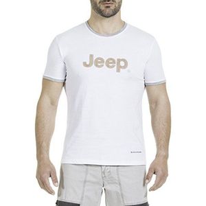 Jeep Heren velours Stieckerei (Custom Fit) T-shirt, wit (optical white), S