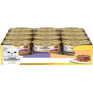 Purina Gourmet Gold, vlechten van Gusto, natvoer voor katten met kalkoen en lam, 24 blikjes à 85 g