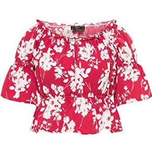 FENIA Dames Carmenblouse 19523061-FE02, rood wit, XS, rood/wit, XS