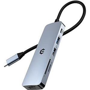 AYCLIF 6-in-1 USB-C-hub, USB-C-adapter voor MacBook Air/Pro, Dual Display 4K HDMI, USB A 3.0, 100W PD, SD/TF-sleuf, compatibel met MacBook, iMac, iPad Pro, Dell, HP, Surface