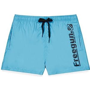 FREEGUN Badpak voor jongens, sneldrogend, zwemshorts voor kinderen, strand, comfortabel, met zakken, blauw, zwart, maat 8/10 jaar, Blauw, 8-10 Jaren