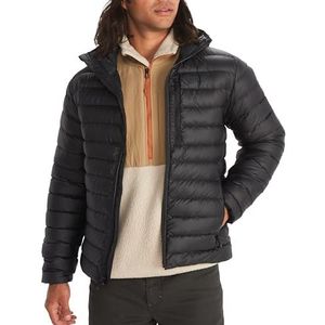 Marmot Heren Highlander Hoody, Warm donzen jack, geïsoleerde winterjas met capuchon, ademend 700 FP donzen puffy, lichtgewicht inpakbaar jack voor buiten, winddicht, Black, M