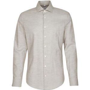 Seidensticker Flanellen overhemd voor heren, shaped fit, flanellen hemd, kent-kraag, lange mouwen, 100% katoen, grijs, 40