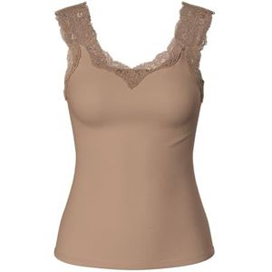 PIECES Pcbarbera Lace Noos BC top voor dames, warm taupe, S