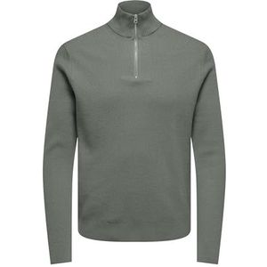 Only & Sons - Onsphil Reg 12 - Trui - Medium Grey Melange - Half Zip Knit