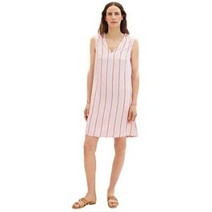 TOM TAILOR dames linnen jurk, 31954 - Lilac Brown Vertical Stripe, 46