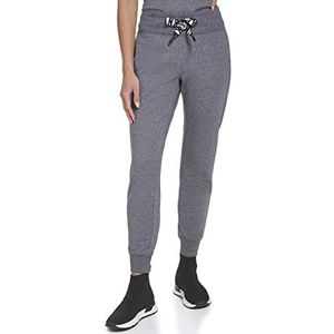 DKNY Dames Sport Women's Metallic Two Tone Logo Drawcord Jogger Sweatpants, Black Cherry, S