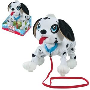 Les Toufous PEP002 Pluche dier, interactieve hond, hardlopen en hardlopen, werkt op batterijen, inclusief riem, speelgoed voor kinderen vanaf 2 jaar, Dalmatiër, speelgoed voor kinderen vanaf 2 jaar