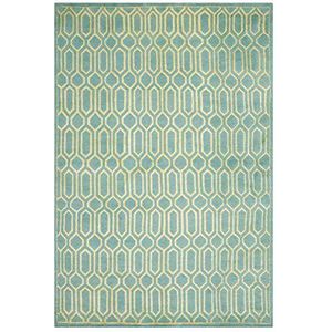 Safavieh Woonkamer tapijt, MOS150, handgemaakte wol en viscose, aqua blauw/licht goud, 160 x 230 cm